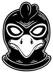 Fototapeta premium Chicken Head Mask Bizarre Costume Funny Graphic Novel Vector