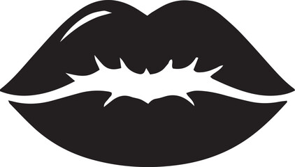 Obraz premium Sexy Lips Silhouette Vector Icon for Cosmetic Branding Beauty Salon and Valentine Card Design