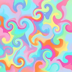 A vibrant and colorful abstract design with swirling patterns and bright hues
