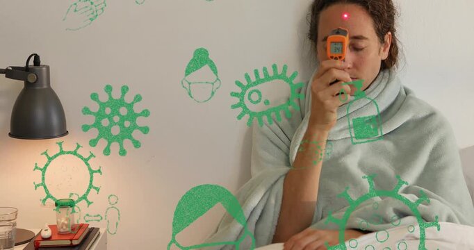 Animation of frame over caucasian mother playing with baby