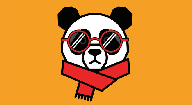 Cartoon panda wearing sunglasses and scarf