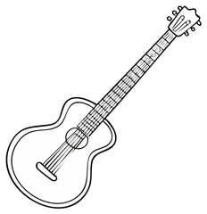 Naklejka premium Acoustic Guitar Outline for Coloring or Educational Resource