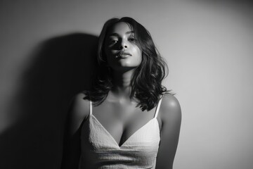 Fototapeta premium Split Lighting Portrait: Studio High-Key and Low-Key Contrast Study