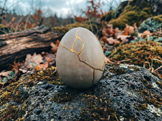 Kintsugi Easter Egg Stone