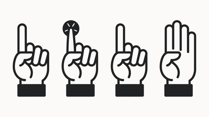 Fototapeta premium Black and white hand with different finger positions pointing