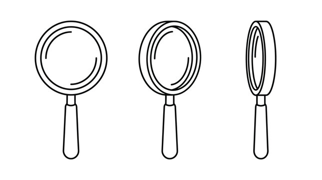Line of magnifying glasses black