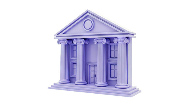 3D Render of a Purple Ionic Order Building Facade