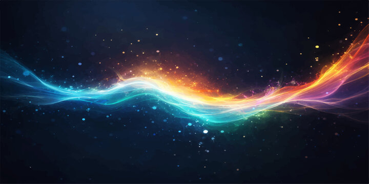 An abstract dark blue galaxy background featuring a glowing nebula and bright stars across a spiral universe for a fantasy astronomy night sky illustration with space for text