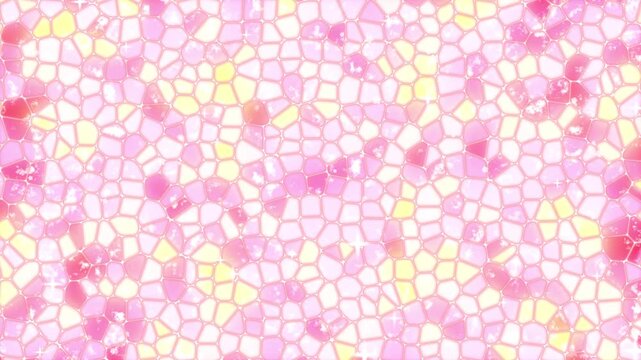 Girly pink mosaic tile with three types of particles/ガーリーピンクモザイクタイル三種パーティクル添え