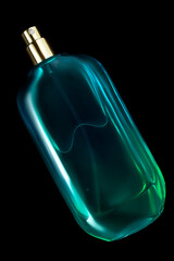 Perfume bottle on black