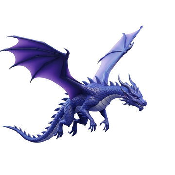 Purple dragon isolated on transparent background