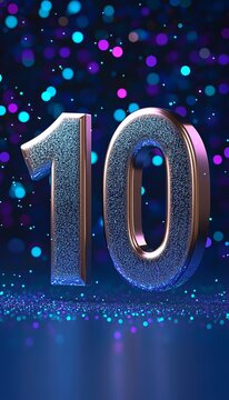 Elegant Silver Number 10 with Sparkling Glitter Effect on Colorful Background for Celebrations