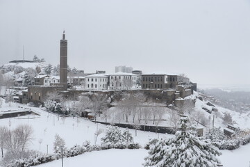 A winter scene at the Suleyman Mosque Complex in the Sur district of Diyarbakır.