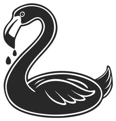 Obraz premium Cartoon Flamingo Float Illustration in Black and White