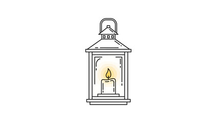 Illuminated Lantern with Glowing Candle Illustration