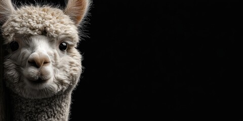 Obraz premium alpaca positioned bottom right, left copy space