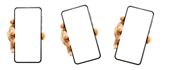 Hd transparent Blank smart phone on hands 