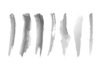 Conjunto de trazos de pincel de tinta negra verticales con textura grunge y art&iacute;stico