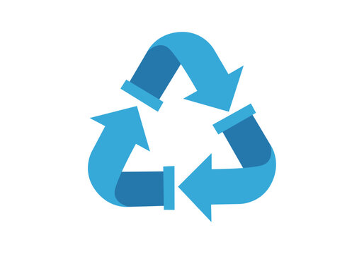 Icono de s&iacute;mbolo de reciclaje azul con tres flechas formando un tri&aacute;ngulo en bucle