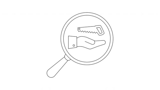 Handyman Services Icon Animation - Saw and Hand Concept.