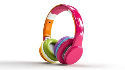 Modern Studio Shot of Wireless Headphones Isolated on White Background
