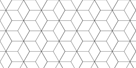 Fototapeta premium Abstract black square line hexagons seamless hexagon polygonal pattern background. vector seamless creative pattern bright white abstract honeycomb background.