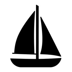 Sailboat line icon with triangular sails.