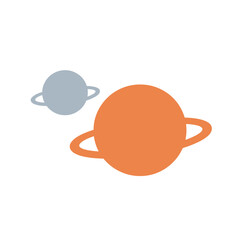 Two planets with rings vector icon.
