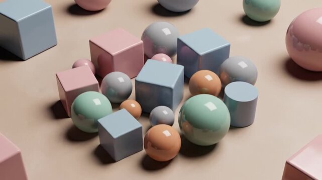 Soft pastel geometric shapes soft focus background abstract motion smooth animation light pastel colors and gentle rotation