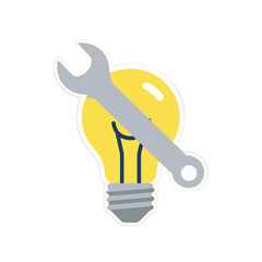 Yellow light bulb and wrench app icon.