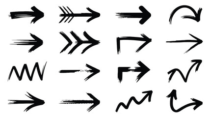 Black brush stroke arrows pointing right white