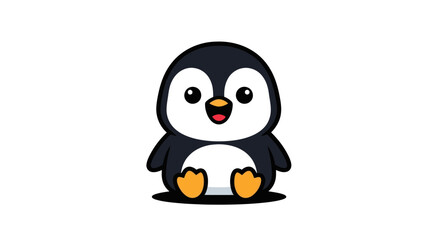 Obraz premium Cartoon penguin illustration on white