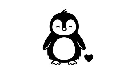 Obraz premium Cartoon penguin illustration with heart