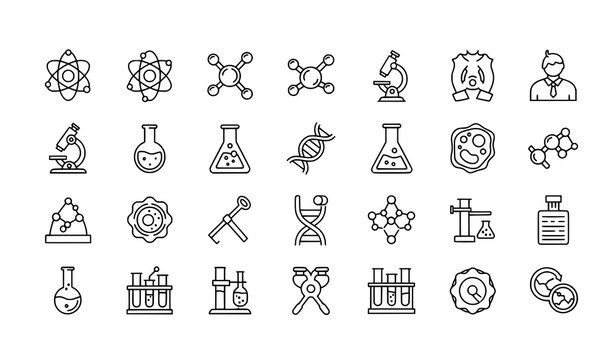 Minimal modern science thin line icons vector with editable stroke