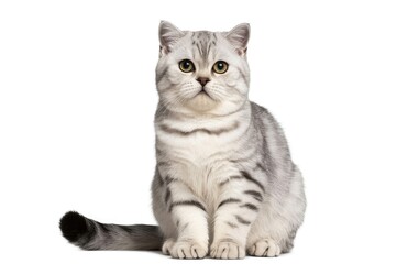 Obraz premium British Shorthair Cat Sitting Isolated on White Background