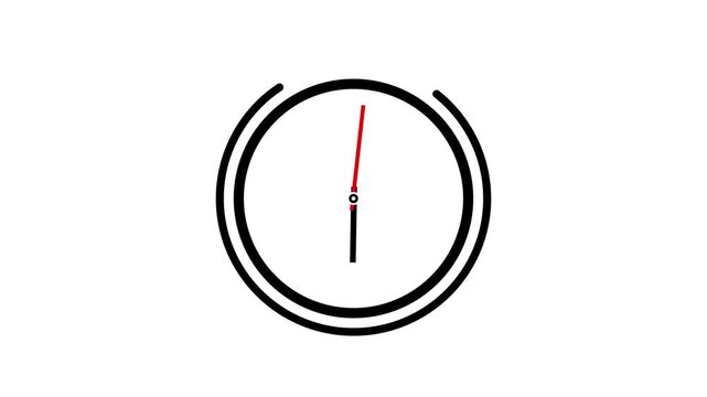 Time lapse of spinning clock animation in 12 Hour.Seamless motion animated footage.on a white background,4k animation video