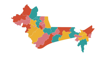 Fototapeta premium Colorful vector map of Mexican state with distinct regions