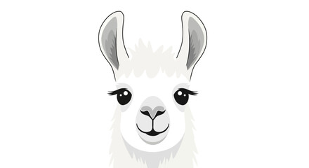 Obraz premium Cute cartoon llama face illustration on white background