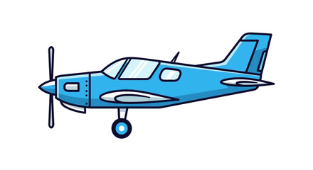 Blue cartoon airplane illustration with simple design on white background