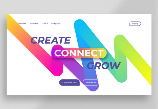 Modern Website Page with Rainbow Gradient Shape