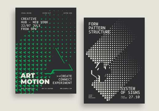 Brutalist Event Poster with Geometric Halftone Patterns