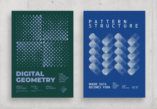 Modern Poster with Halftone Geometric Patterns