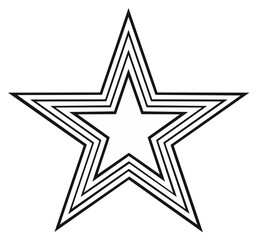 Obraz premium Concentric Five-Pointed Star Shape Outline on White Background