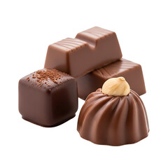 Assorted gourmet chocolates, premium sweets isolated on transparent background
