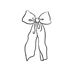 Hand-Drawn Ribbon Bow Line Art