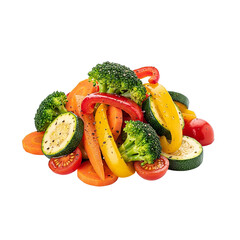 Fresh colorful raw vegetables appetizing pile on the table on transparent background