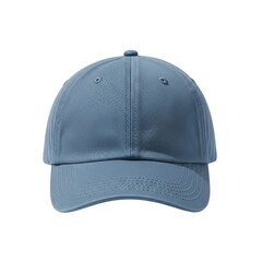 Stylish light blue baseball cap front view on transparent background