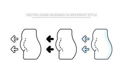 Fat Accumulation vector icon stock isolated on white sheet