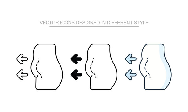 Fat Accumulation vector icon stock isolated on white sheet