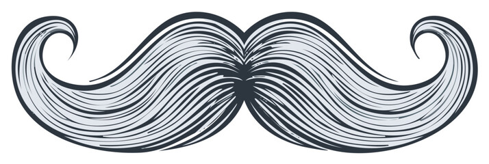 Fototapeta premium Stylized handlebar mustache illustration with flowing lines and dark accents
